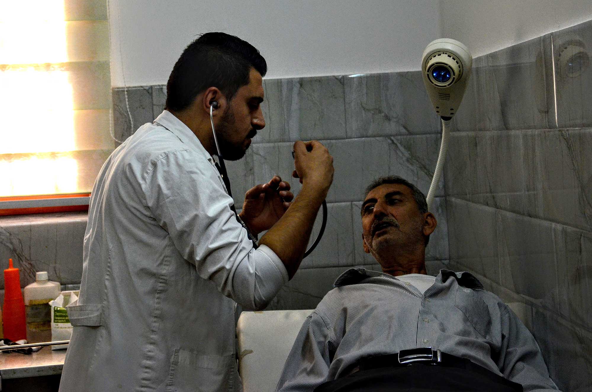 Mohammad, a Palestinian living in the northern West Bank, gets a check up at a local clinic.