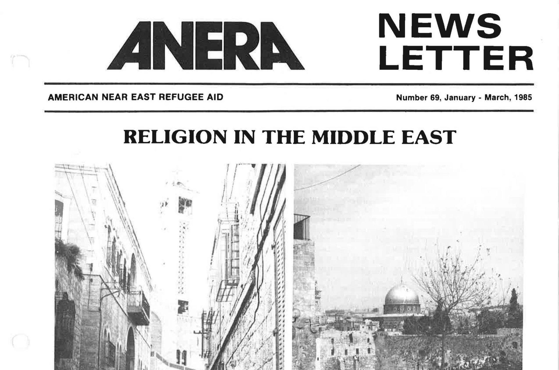 Anera January-March 1985 newsletter